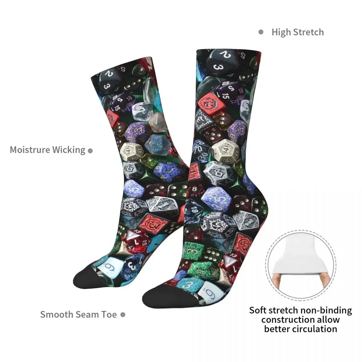 Dice Socks Harajuku High Quality Stockings All Season Long Socks Accessories for Man's Woman's Gifts