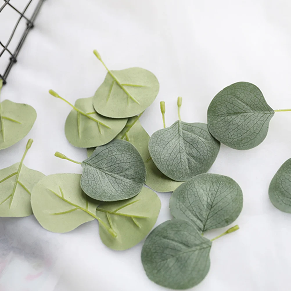 

100pcs Simulation Eucalyptus Leaves Artificial Greenery For Diy Wedding Wreath Decor Lifelike Fake Plants Hanging Garland