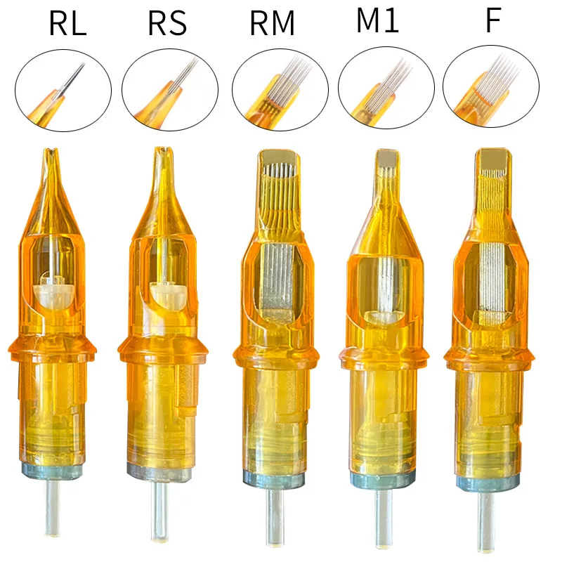 Disposable Tattoo Nozzle Tips Yellow Plastic Steriled Assorted Permanent Makeup Needle Tubes Supplies