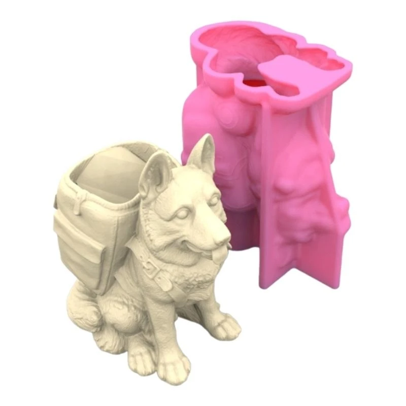 J78F Unique Silicone MouldS 3D Flower Pot Molds Collie Shaped DIY Pen Holder Moulds for DIY Planters and Pen Holder