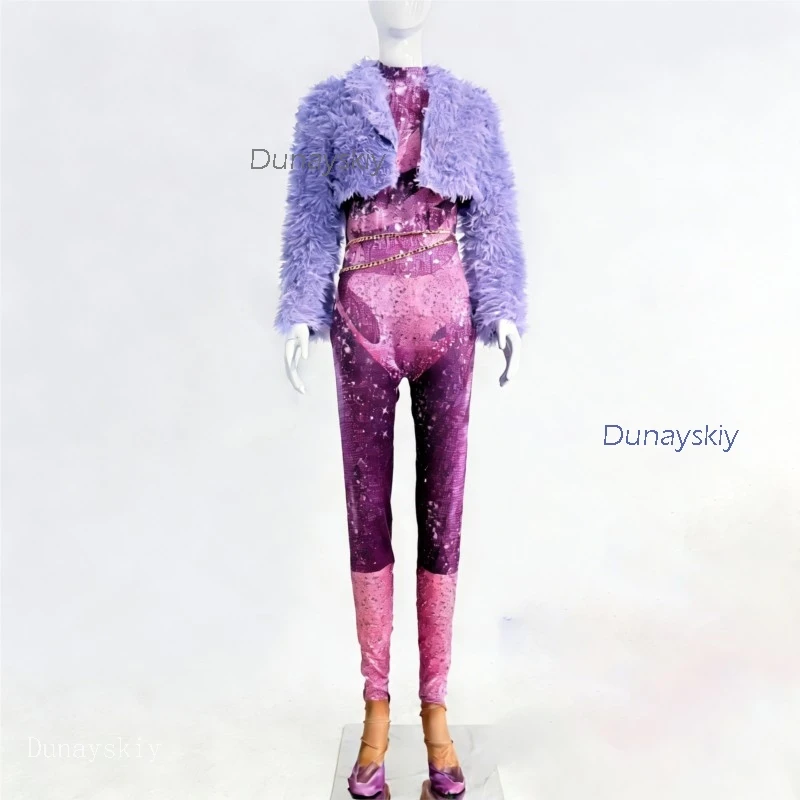 حديقة الحيوان الكرتون فيلم ارتداءها غزال الأغنام تأثيري حلي شعر مستعار معطف الأرجواني المغني المرحلة التألق الزي Shakiraas النساء عموما xxx #2