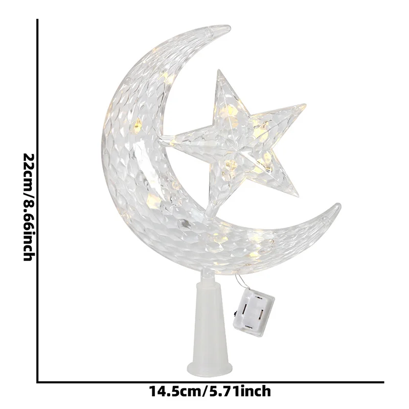 สําหรับ Eid Mubarak มุสลิมเครื่องประดับรอมฎอนตกแต่ง LED Moon Star ต้นคริสต์มาส Topper ตกแต่ง Moon Star โคมไฟ