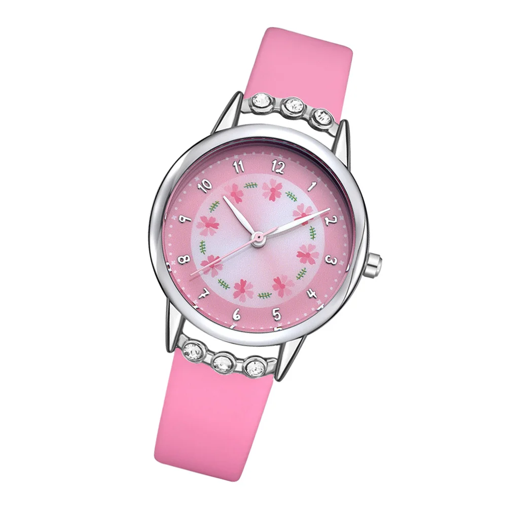 

Kids Waterproof Quartz Watch Pink Lovely Cartoon Style Adjustable Comfortable Wristband Fashion Cartoon Watch for Children