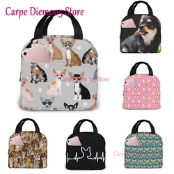 Unisex Food Warmer Bag Chihuahua Dog Lunch Bag Reusable Lunch Box Lunch Cooler Tote