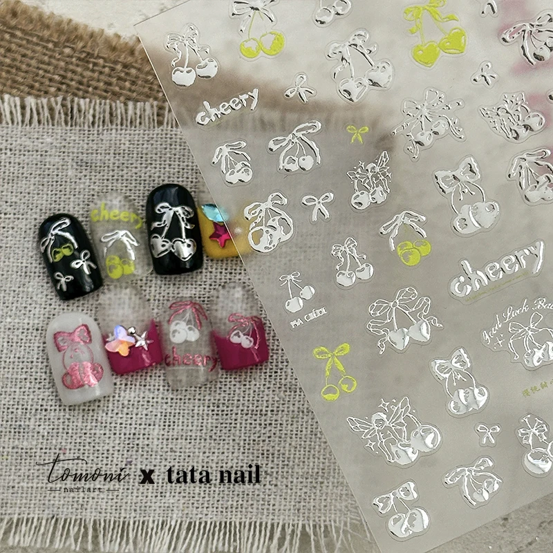 1PCS 5D Colorful Fruit Nail Stickers Apple Watermelon Pear Nail Accessories Peach Pineapple Multi-Element Design Nail Parts