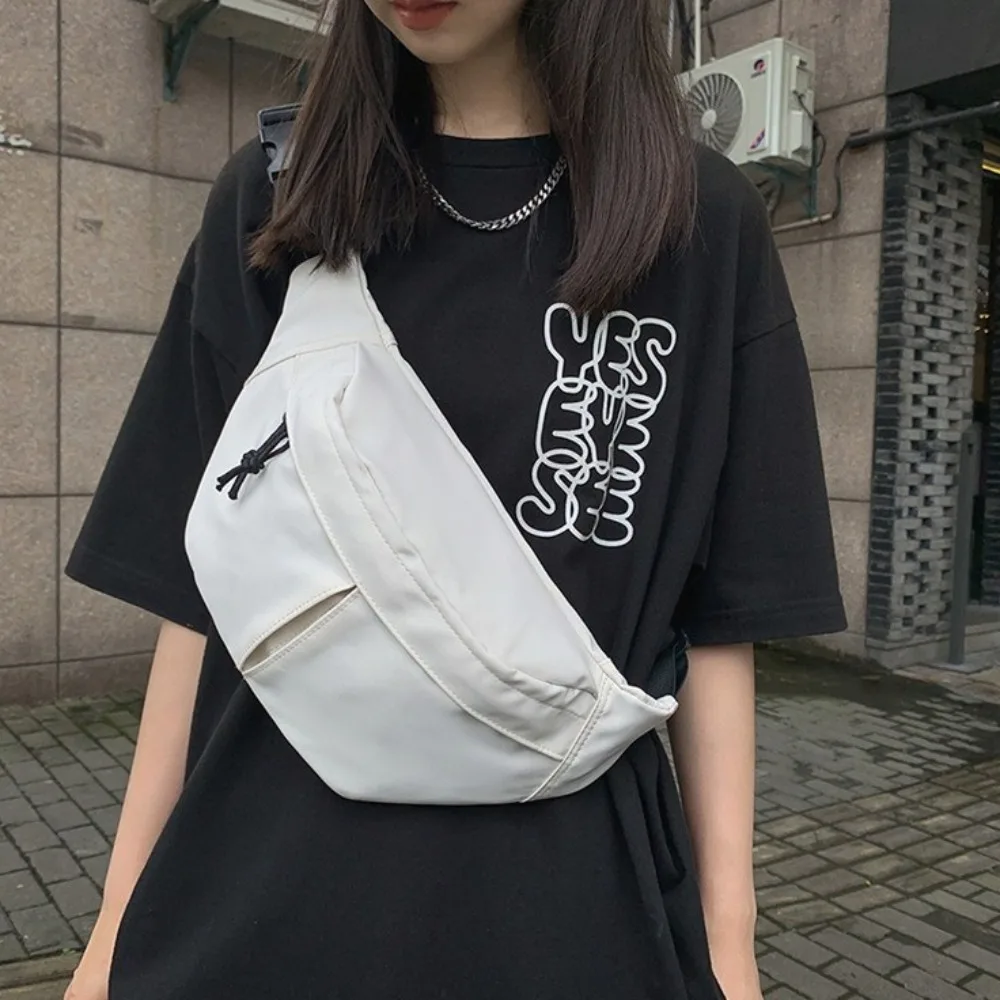 

Solid Color Nylon Chest Bag Multifunctional Large Capacity Crossbody Phone Pouch Sling Bag Korean Style Sports Fanny Pack