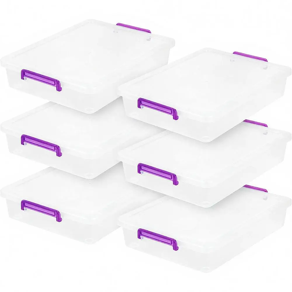 

Plastic Storage Containers with Lids, 6 Pack, Small Organizer Tote, Sensory Bins, Stackable, Clear