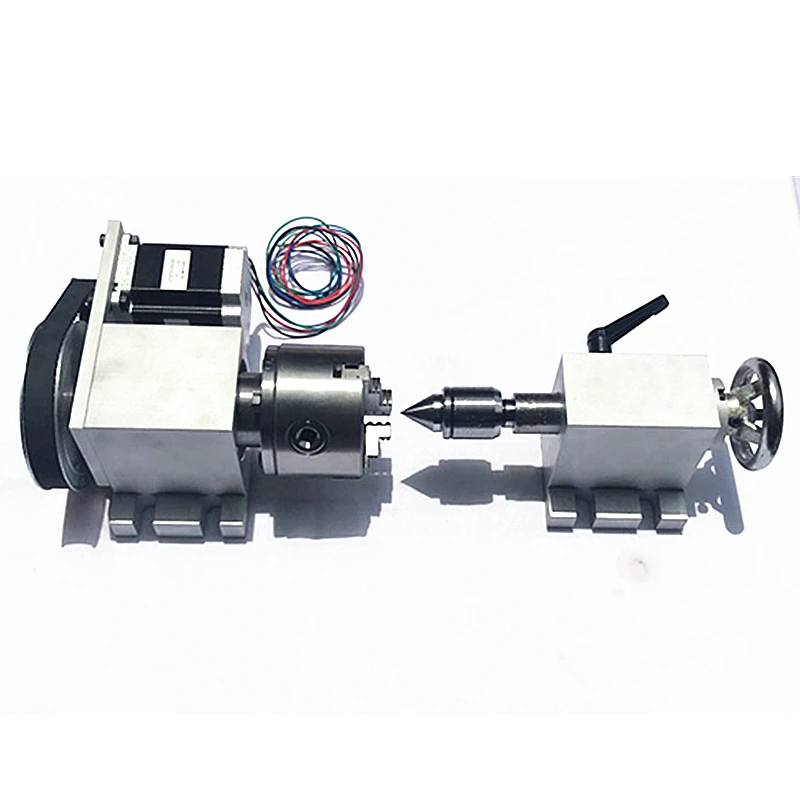 Numerical control 80mm rotary shaft 4 axis chuck movable tailstock machine accessories