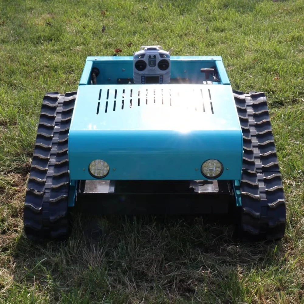 Industrial Grade 24V 1500W Steep Hill Climbing Remote Control Crawler Lawn Mower Petrol Engine Parallel Flail Blade Rubber