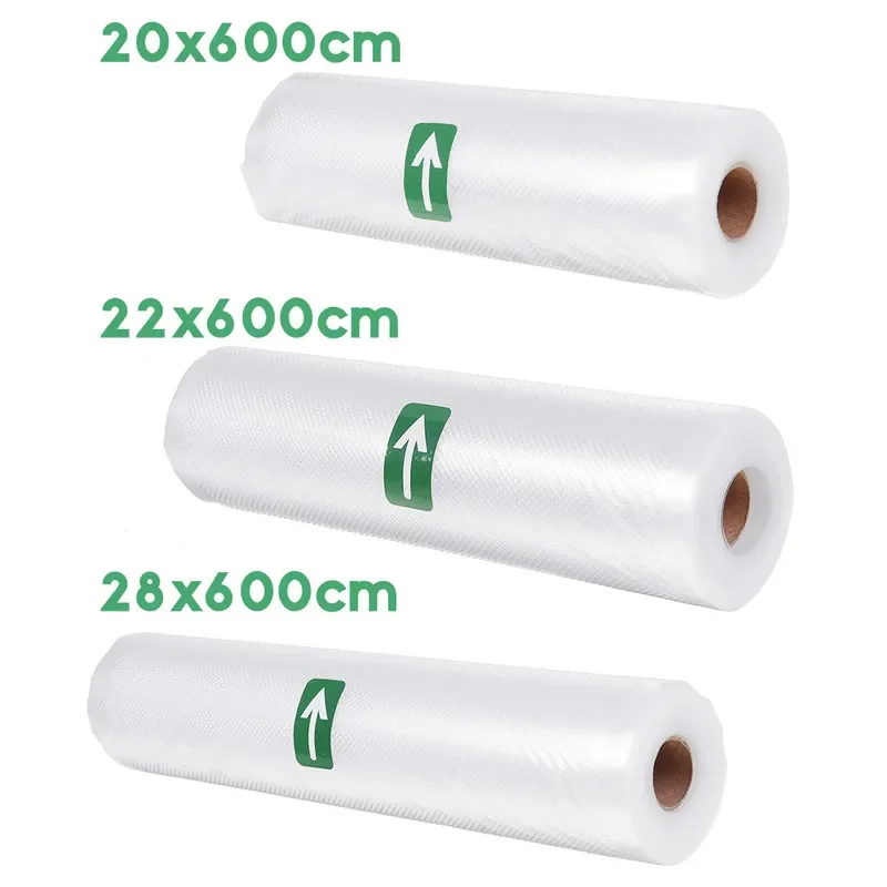 Пакеты для вакуумной упаковки пищевых продуктов, 20/28x60 см, 1 рулон