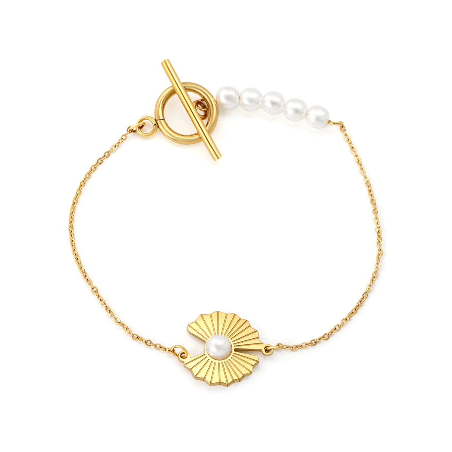 Fashion Design Niche Irregular Ruffle Pearl Bracelet, Stylish Stainless Steel Bracelet, Women's Jewelry, Seaside Accessory Gift