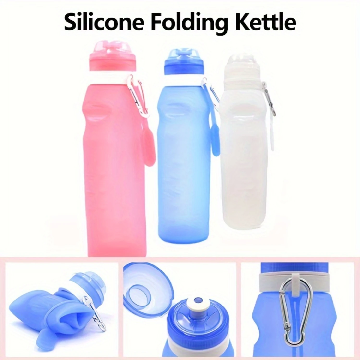 Foldable Silicone Sports Water Bottle - Large Capacity, Heat Resistant, Portable Travel Kettle