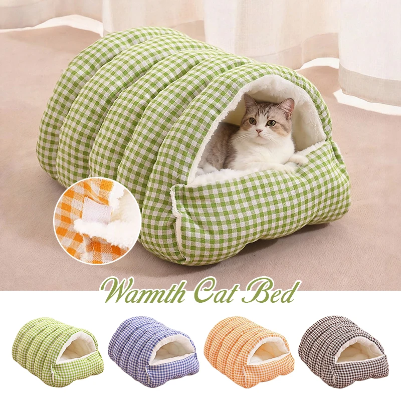 

Winter Warm Cat Bed Thickened Semi-Enclosed Design Foldable Pet Dog Sleeping Bed Removable and Washable Small Pets Nest