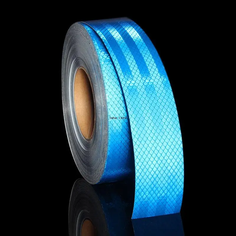 5cm*10m Blue Diamond Grade PET Adhesive Reflective Material Tape Stickers Safety Warning Reflectors Sheeting For Car Truck Trail