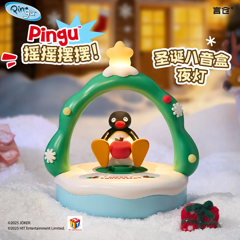 

Аниме периферийные устройства Pingu вращающаяся светящаяся игрушка музыкальная шкатулка Kawaii Pingu спальня Рождественская елка атмосфера световые украшения подарок для девочек