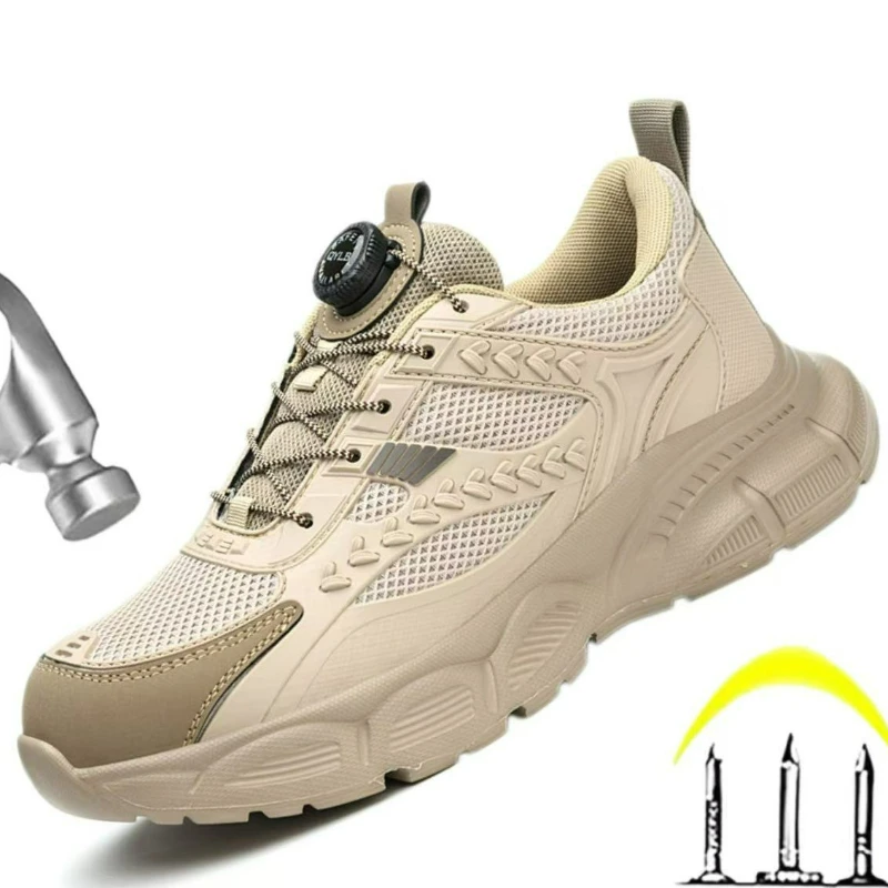 

Мужские защитные ботинки с поворотной кнопкой, рабочая обувь, защита от ударов и проколов, мужские ботинки, защитные кроссовки, неразрушимые ботинки со стальным носком