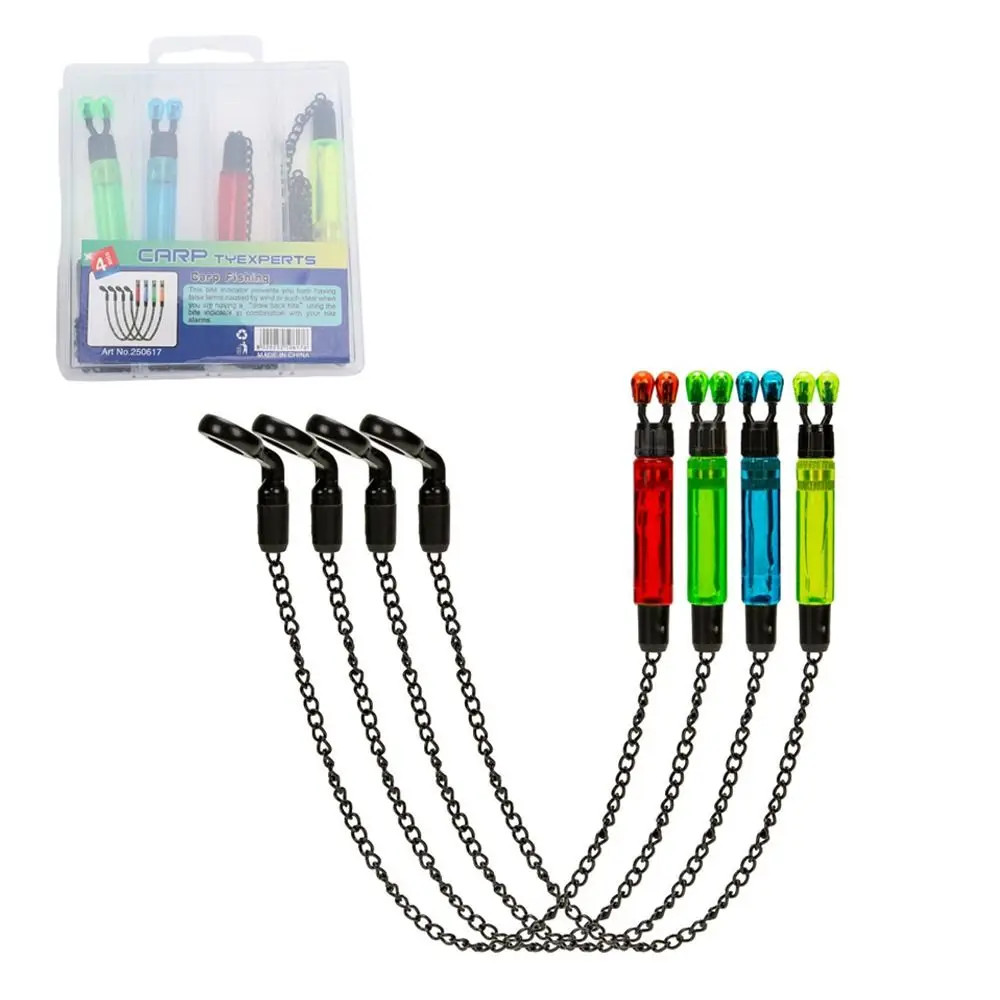 4PCS ABS Stainless Steel Fish Bite Indicator Lightweight 31.5*1cm Night Fishing Alarm 4 Color Fishing Swing Bite Alarm
