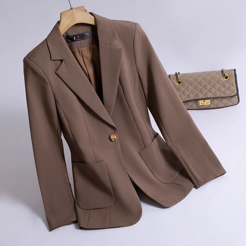 Naviu 春 2025 高品質の女性のブレザーオフィストップ長袖制服ジャケットプロの環境に