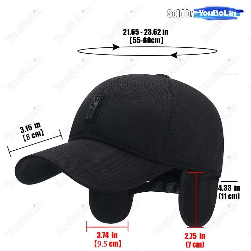 Autumn/Winter Warmth Middle-Aged Older Adults Fleece-Lined Wool-Blend Baseball Cap,Grandpa/Father Ear-Flap Peaked Caps Dad Hat