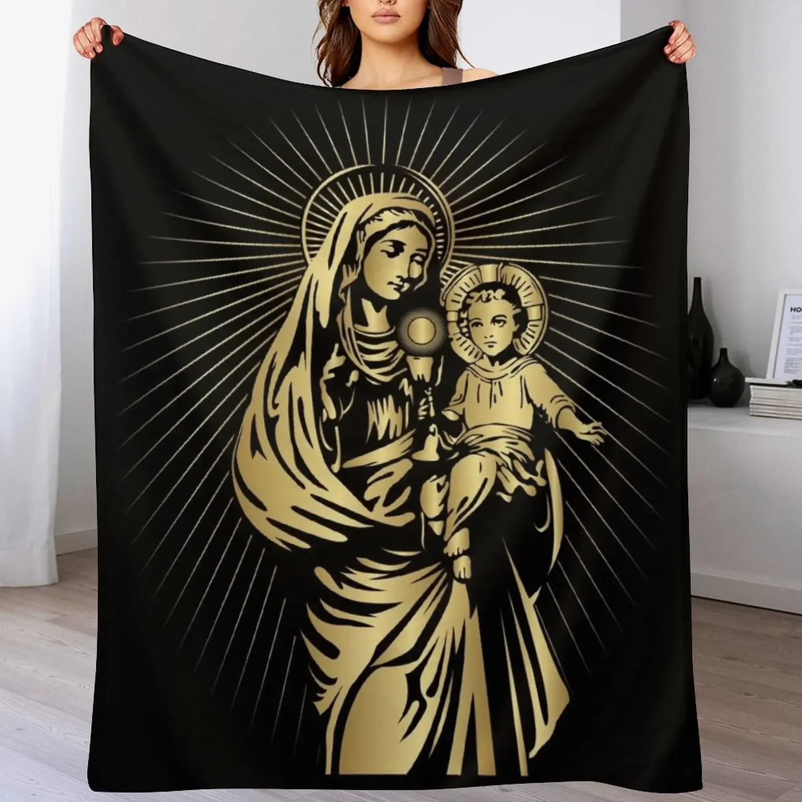 

Blessed Virgin Mary and Baby Jesus Throw Blanket Luxury Throw heavy to sleep Thermals For Travel Cute Plaid Blankets