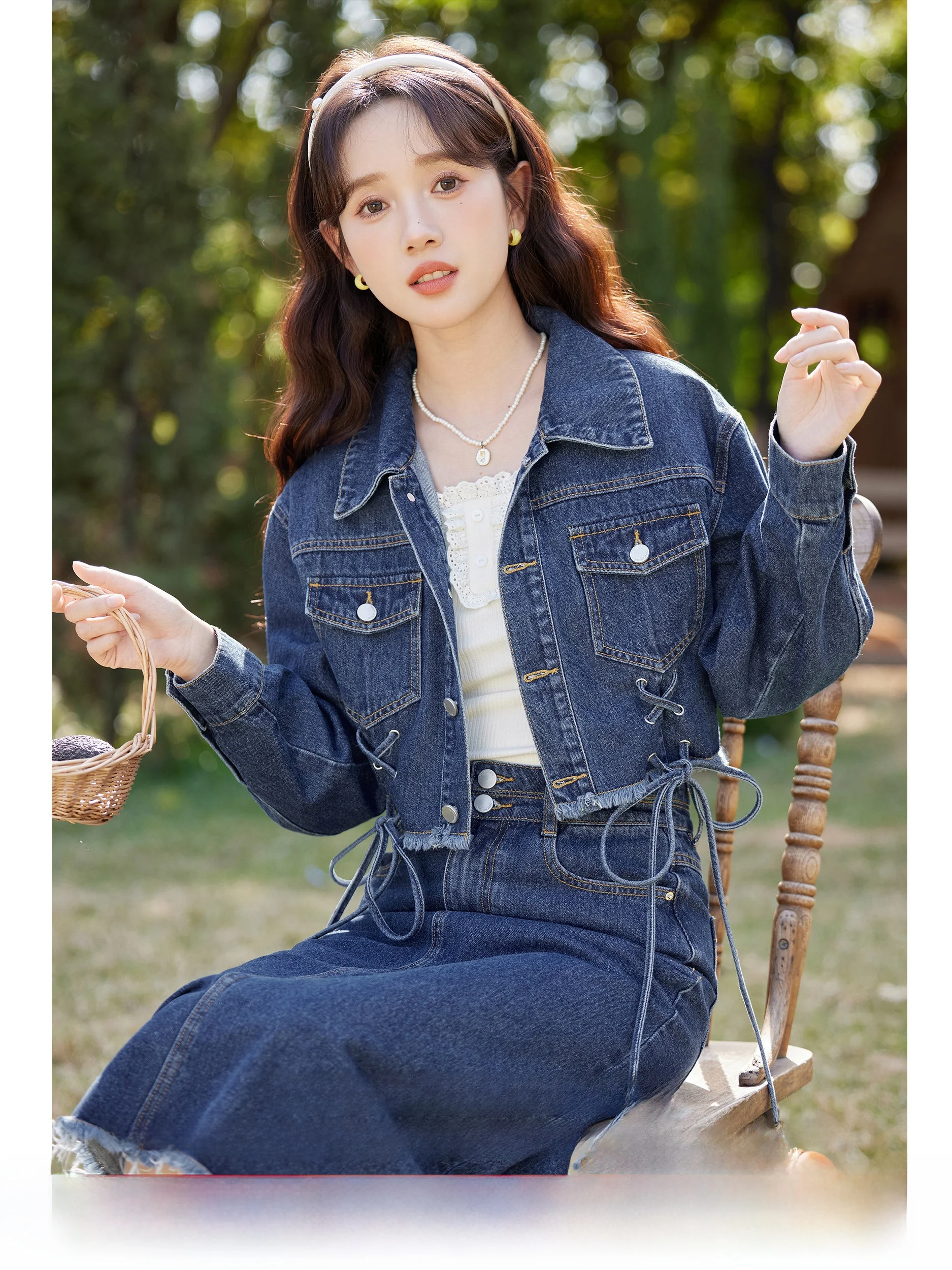 

Lingjiu 2026 New Retro Denim A-Line Skirt Women Summer Hiding Hip Pear Body Shape Skirts Cotton Casual round Neck Short ...