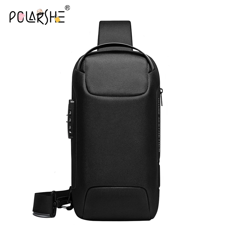 Polarshe Men's Crossbody Bags With USB Anti-Theft Shoulder Bag Male Waterproof Short Trip Travel Messenger Sling Chest Bags