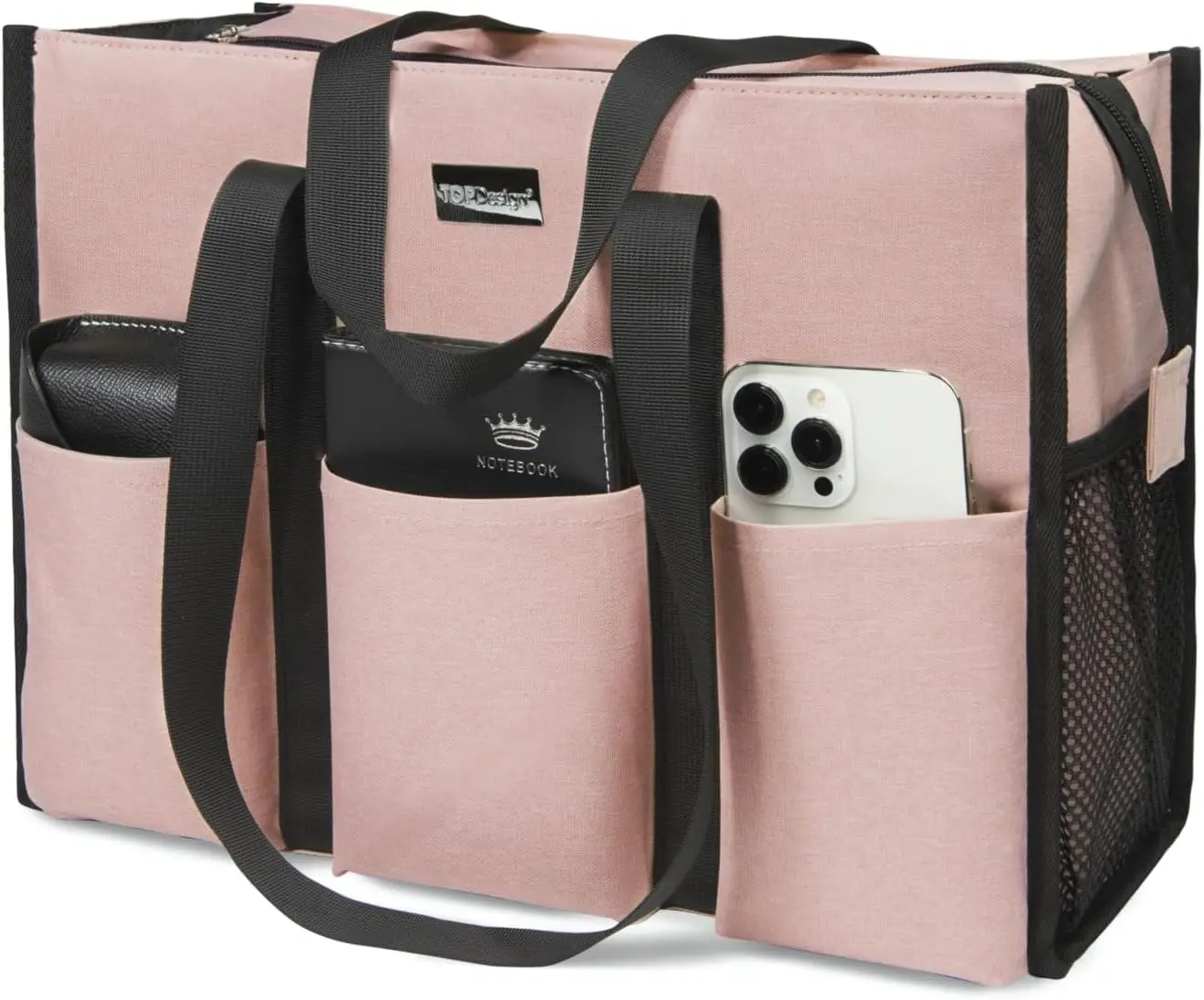 Water-Resistant Tote Bag with 13 Pockets, Zipper Closure & Sturdy Bottom for Professional Women