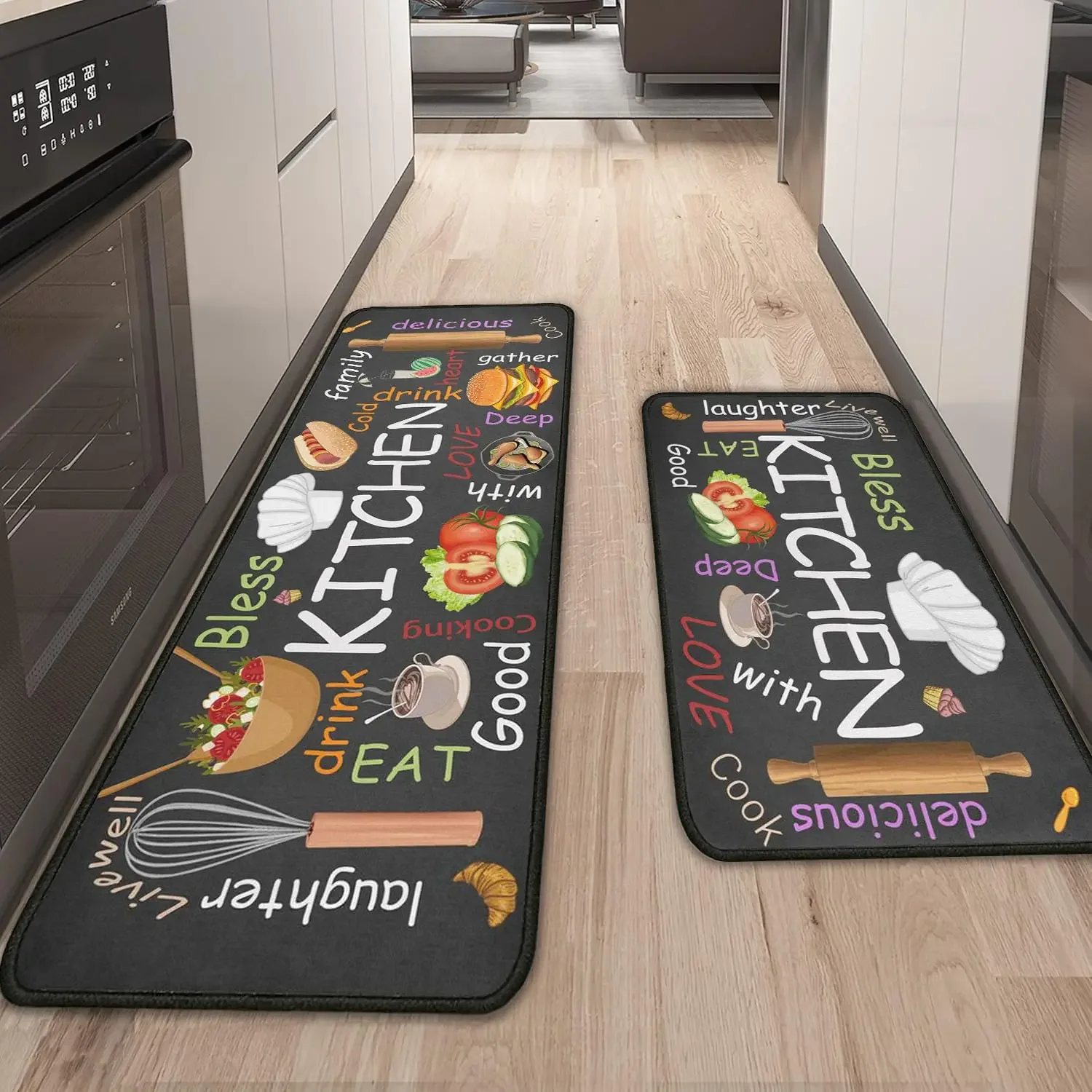 VIKAMA 2pcs Kitchen Carpet Soft Anti-Slip Decorative Pads For Kitchen, Dining Area, Entrance Path, Home Decoration