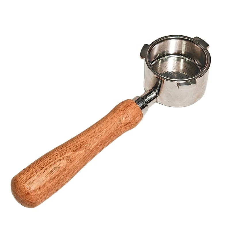 

Hot Sale Bottomless Portafilter and 304 Stainless Steel with Eco-friendly Wooden Handle for Espresso Machine