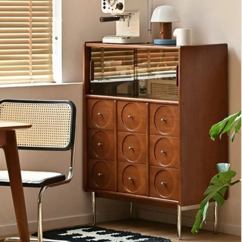 Solid wood dining side cabinet, small apartment restaurant retro storage cabinet, antique storage cabinet, household cabinet