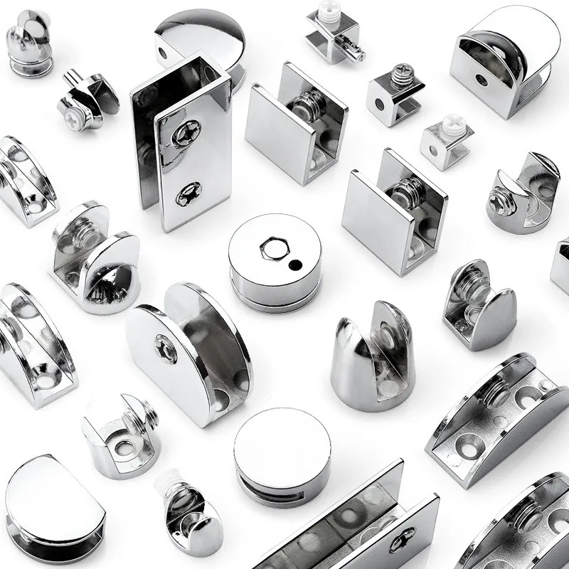 4PCS Glass Clamp Holder Shelf Clip Zinc Alloy Board Chrome Bracket Support for 8mm 10mm 12mm Thickness Mirror Holder Shelves