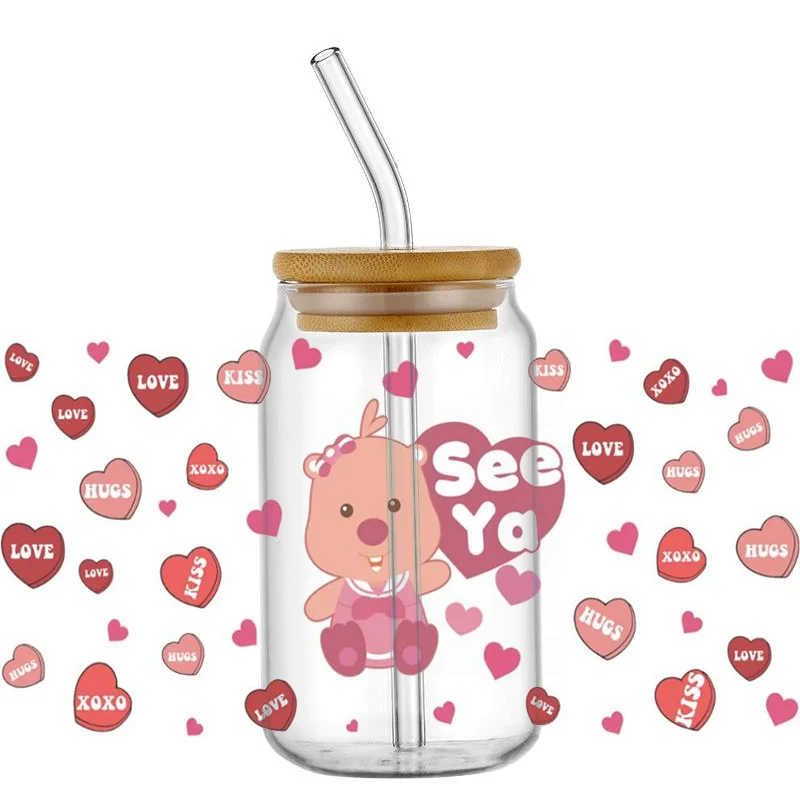 

Miniso loopy pattern Wrap UV DTF Sticker for 16oz Cup Glass Wrap Transfer Sticker Custom Label DIY Logo Self adhesive