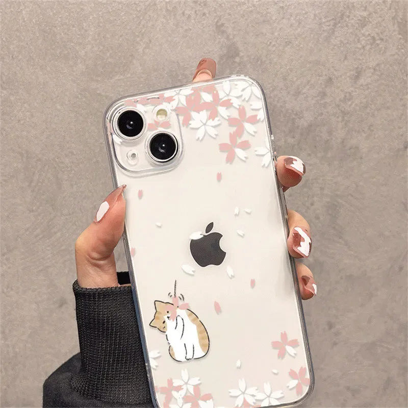 زهر الكرز أرنب القط الكرتون لطيف Kawaii جراب هاتف آيفون 16 15 14 13 12 11 برو XR X ماكس 7 8 زائد MINI Y2K الحظ غطاء #2