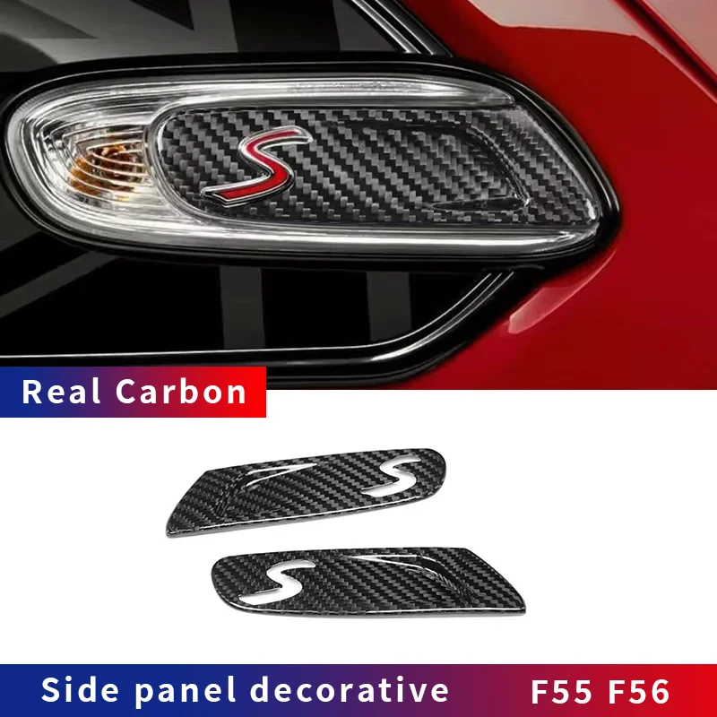 

Real Dry Carbon Fiber Front Side Fender Sticker Turn Signal Light Cover Lamp Case For MINI F55 56 2014 2019 Cooper-S modify weel