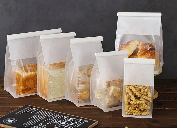 4 Größen 10–50 Stück Toastbeutel, Verpackungsbeutel, selbstdichtender Brotbeutel, Draht, gerollter Rand, Backen, transparenter Keks-Kuchenbeutel, versiegelter Tee – Detail 10