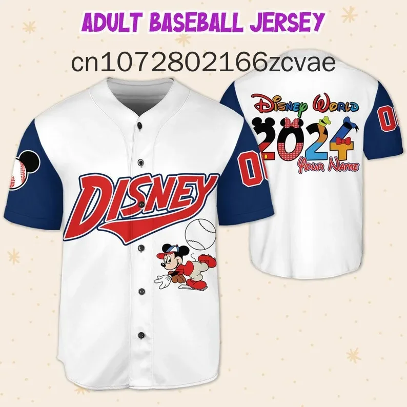 

Disney Mickey And Friends Disney Trip Baseball Jersey Shirt Street Fashion Men's Women's Children's Short Sleeved Baseball Shirt