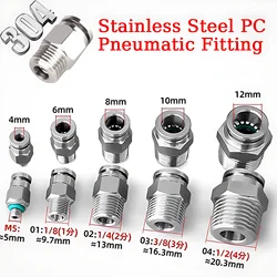 10/50/200Pcs Pneumatic Hose Fitting 304 Stainless Steel PC Air Tube Connector M5 1/8 1/4 3/8 1/2 BSP Quick Release Pipe Fittings