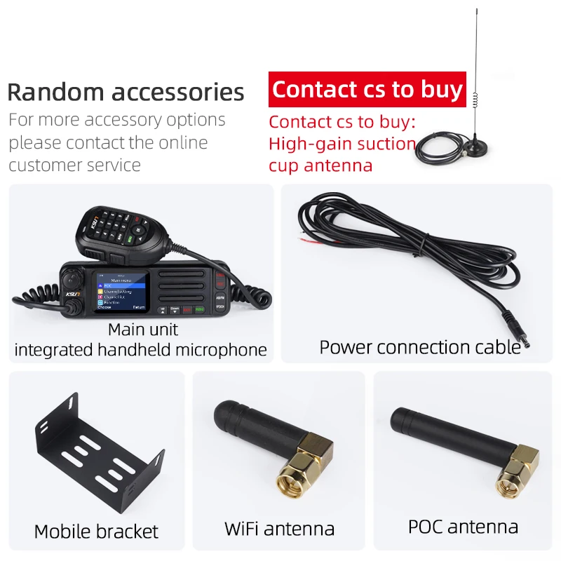 Op een voertuig gemonteerde radio werkt met Zello Public Network Intercom System Unlimited Range draadloze communicatieapparatuur KSUN