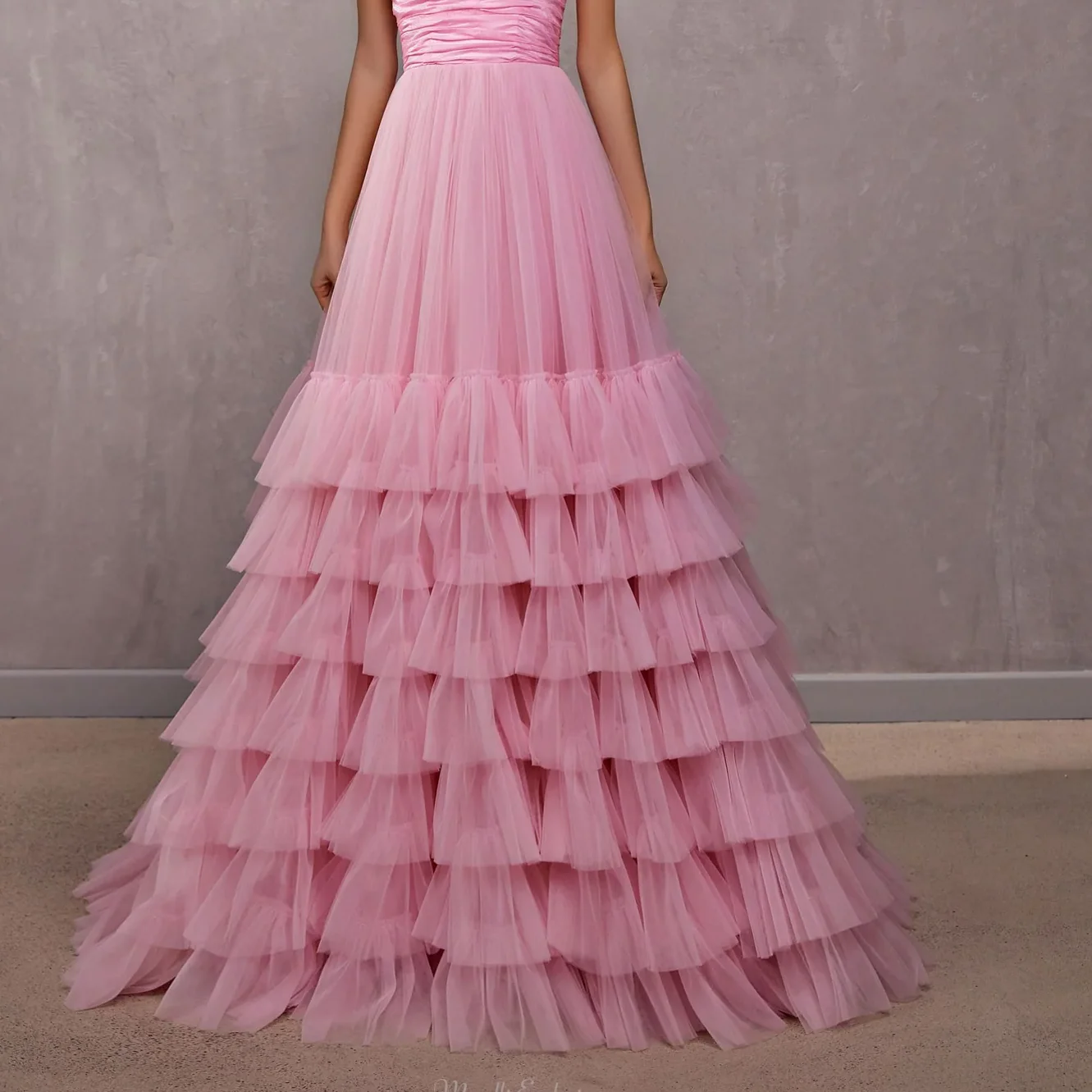 

Beautiful Pink Layered Tulle Women Maxi Skirts Volume Tutu Tulle A-line Long Formal Skirt Bridal Skirt