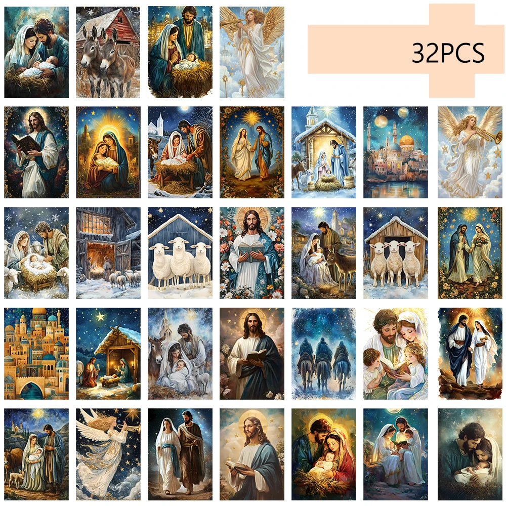 32cps, Weihnachtskarten, Die Geburt Jesu, Geburtstags-/Jubiläumsgeschenke, Sammlerstücke, geeignet zum Verschenken, verschickbar. – Detail 4