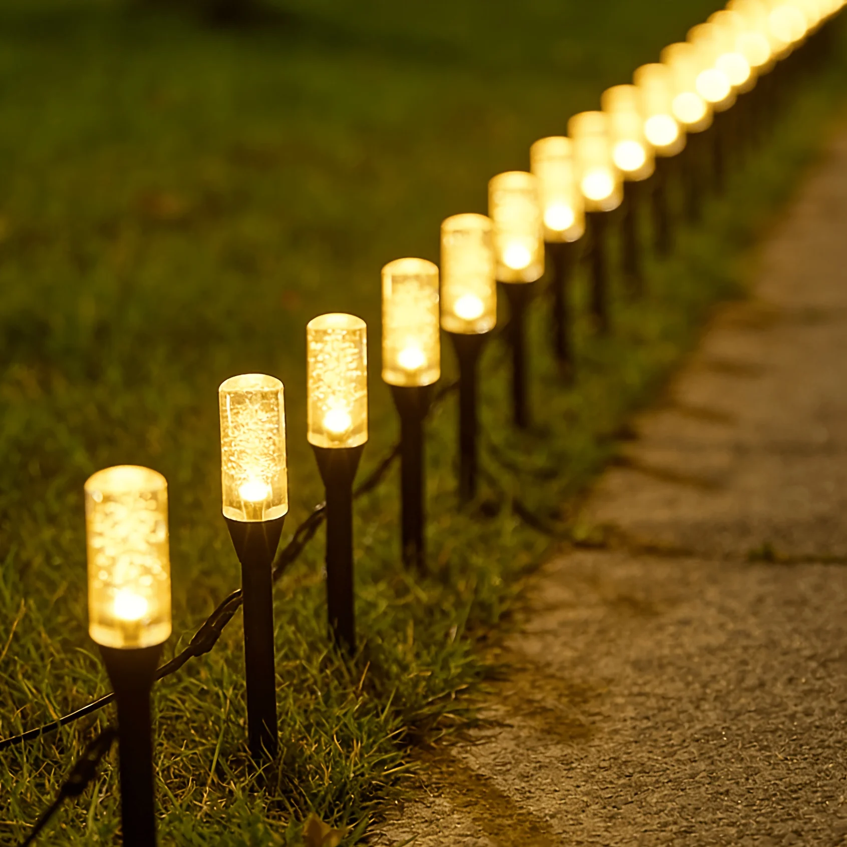 Outdoor Power Stake - Solar Bubble Tube Solar Pathway Lights