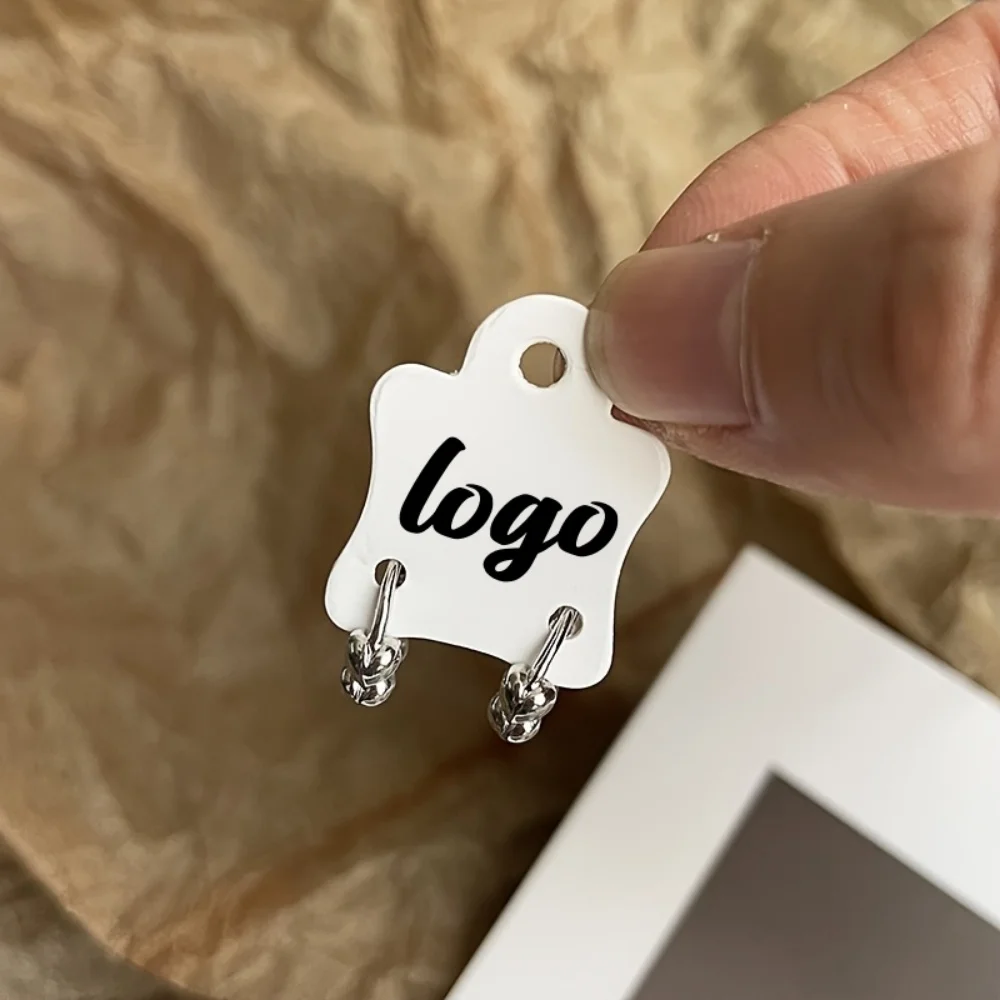 130/260pcs Customized Personalized White Cardboard Jewelry Earring Display Card, Jewelry Product Labels and Packaging Supplies