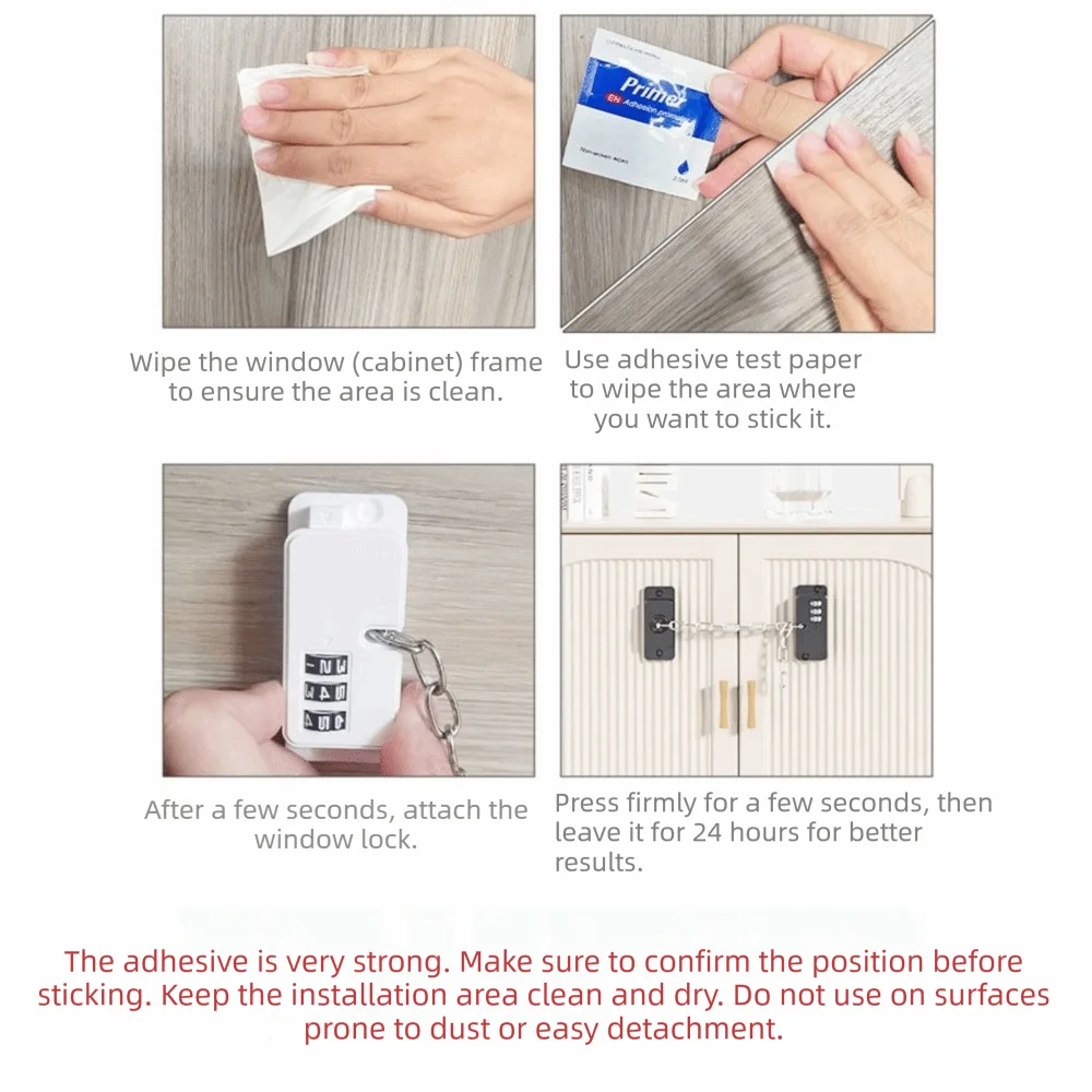 Combination Lock Chain Window Restrictor Lock No Drilling Adjustable Password Child Safety Lock Adjustable Chain Strap