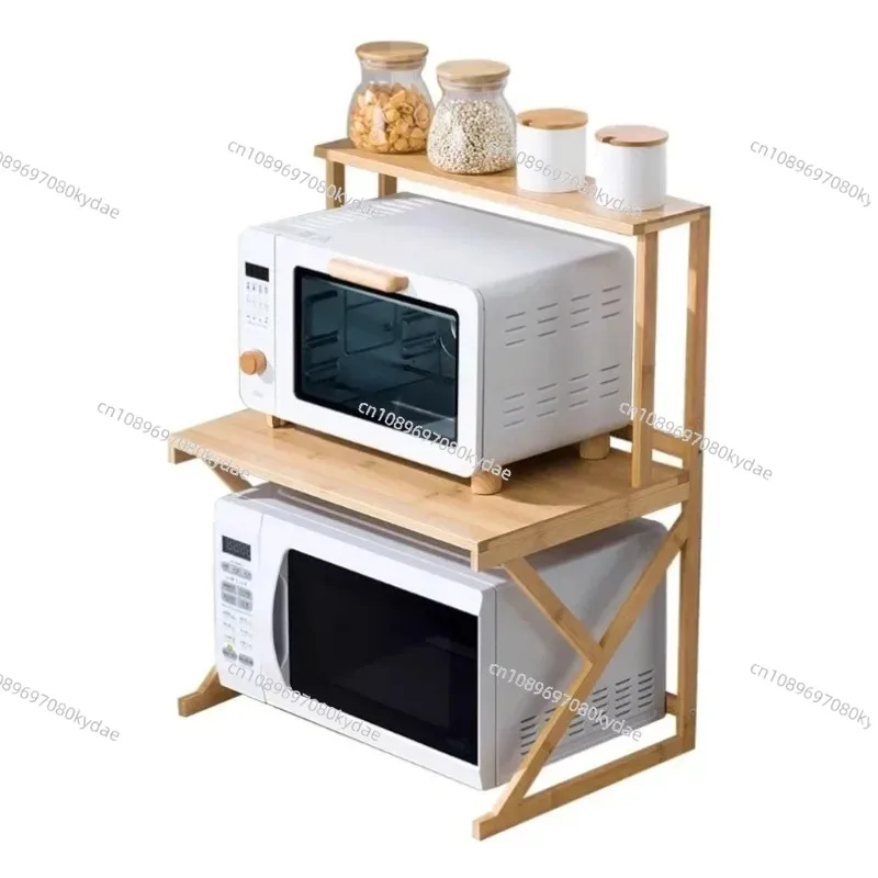 High Value Desk Organizer Bamboo Microwave Oven Storage Rack with Double Layer Structure Perfect for Household Table Shelf