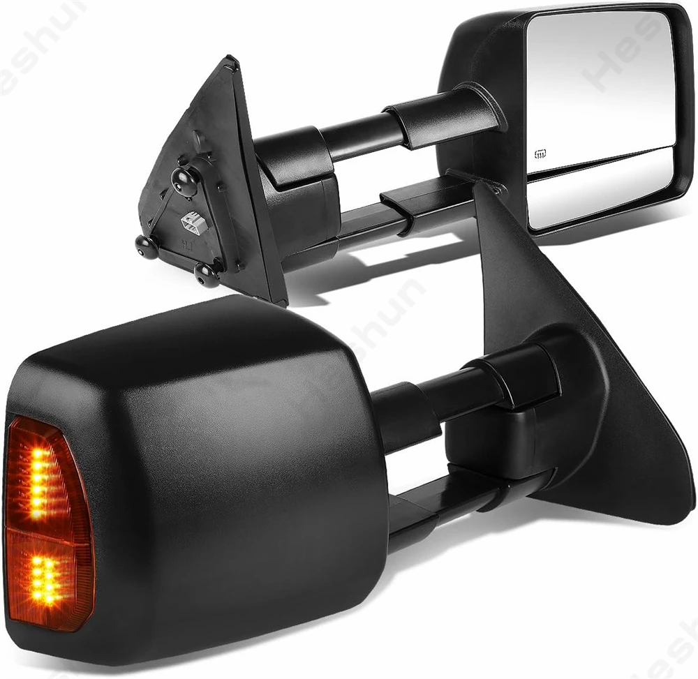 For Toyota Tundra 2007-2021 2 pieces Power Heated Signal Side Black LED Turn Tow Mirrors Light 4.6L 5.7L Pickup Toyota Sequoia