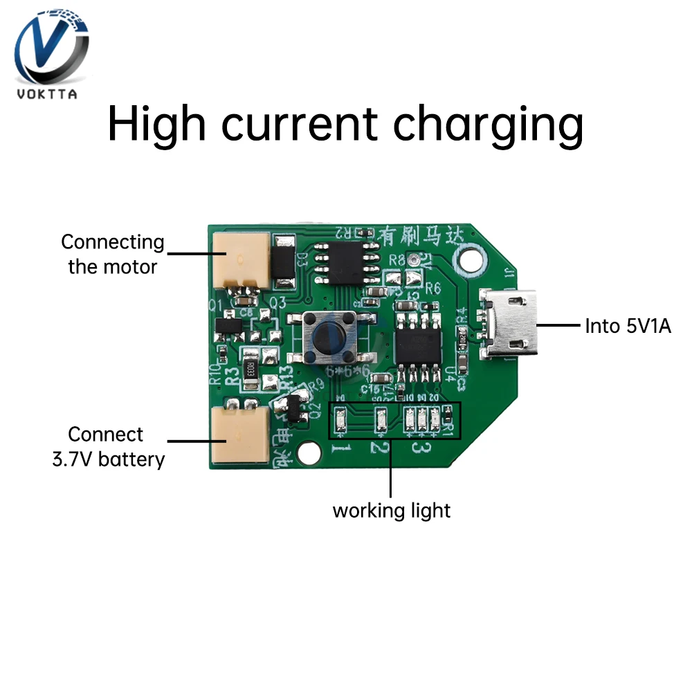 3.7V Fan Motor Speed Controller Board USB Rechargeable Small Fan Circuit Control Board Electrical Equipment Governor Module