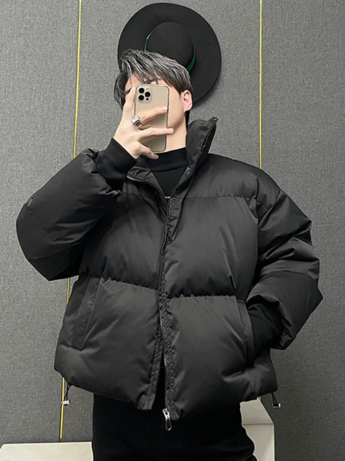 

Men's Winter Thiened ort Cotton Jaet Stand Collar Bread Sle Warmth Outerwear Casual Faionable Youth Culture