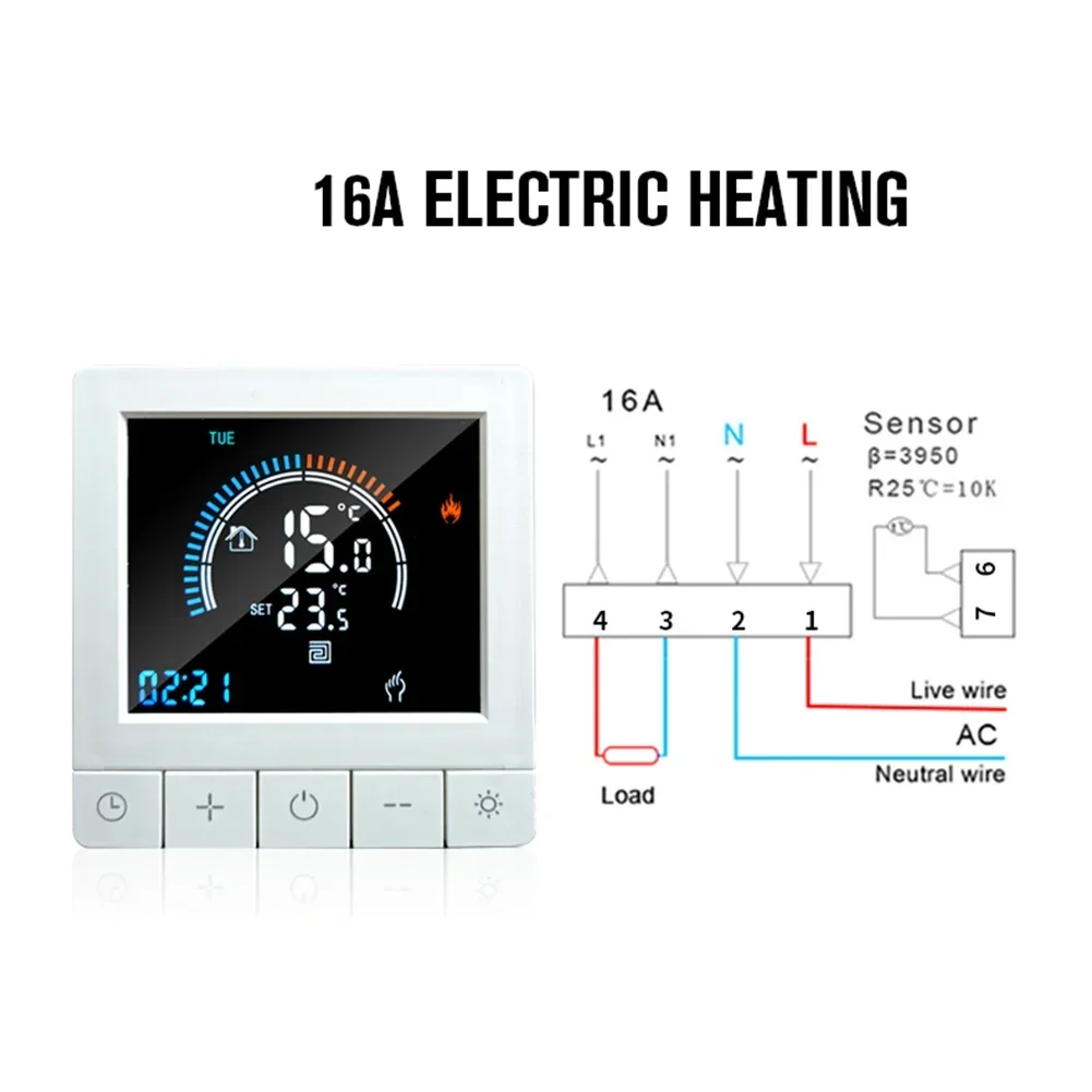 Smart WiFi Thermostat  Programmable Temperature Controller  LCD Touch Screen  APP Control  Energy Saving Home Heating Solution