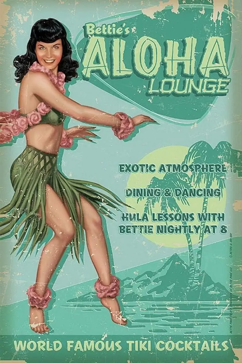 Betties Aloha Lounge Hawaiian Rock-a-Billy Bettie Page Pin Up Signs Vintage Retro Metal Tin Sign es Man Cave Garage Work Shop De