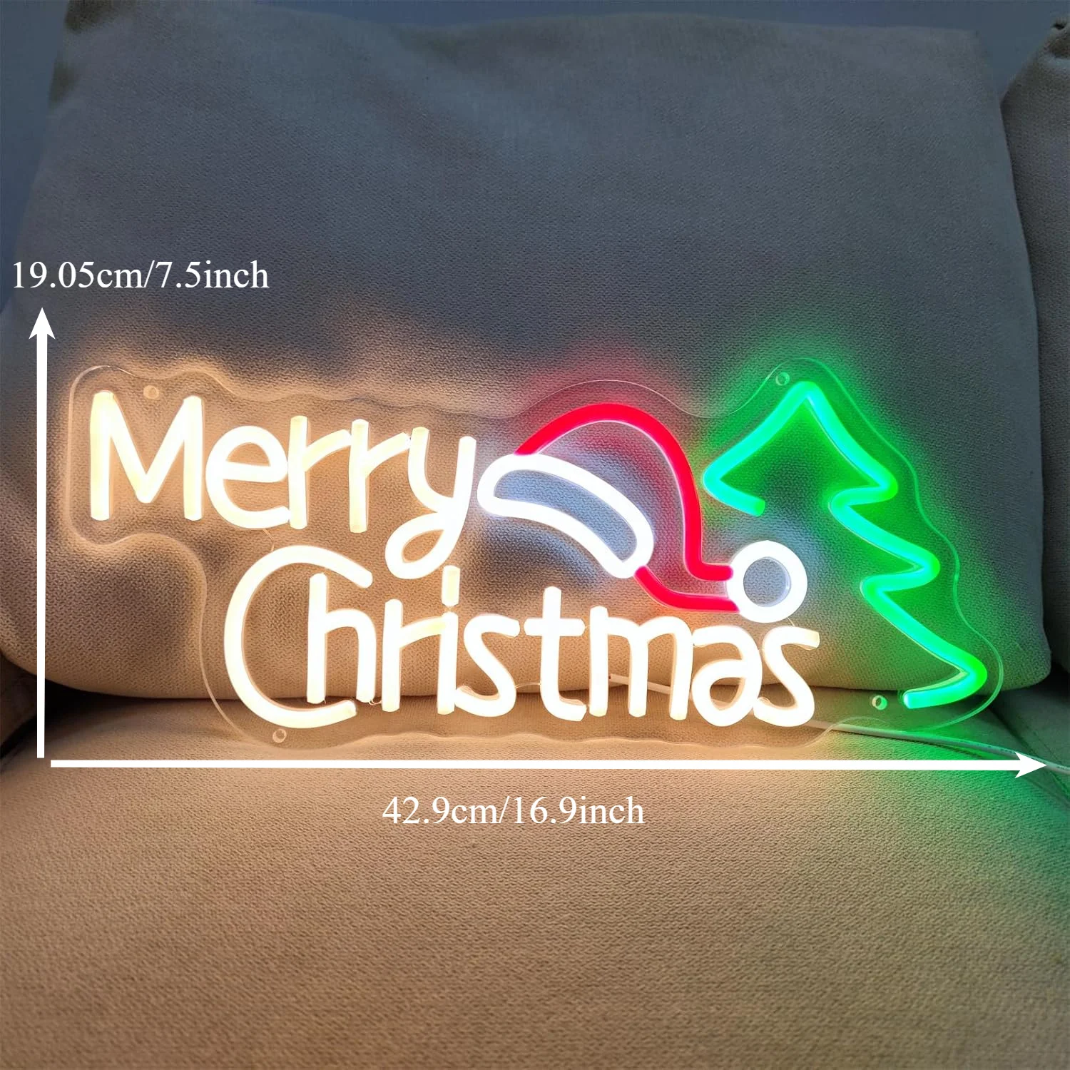 Merry Christmas Neon Sign LED Neon Light Sign USB Adjustable Brightness for Home Bedroom Fireplace Restaurant Party Decoration
